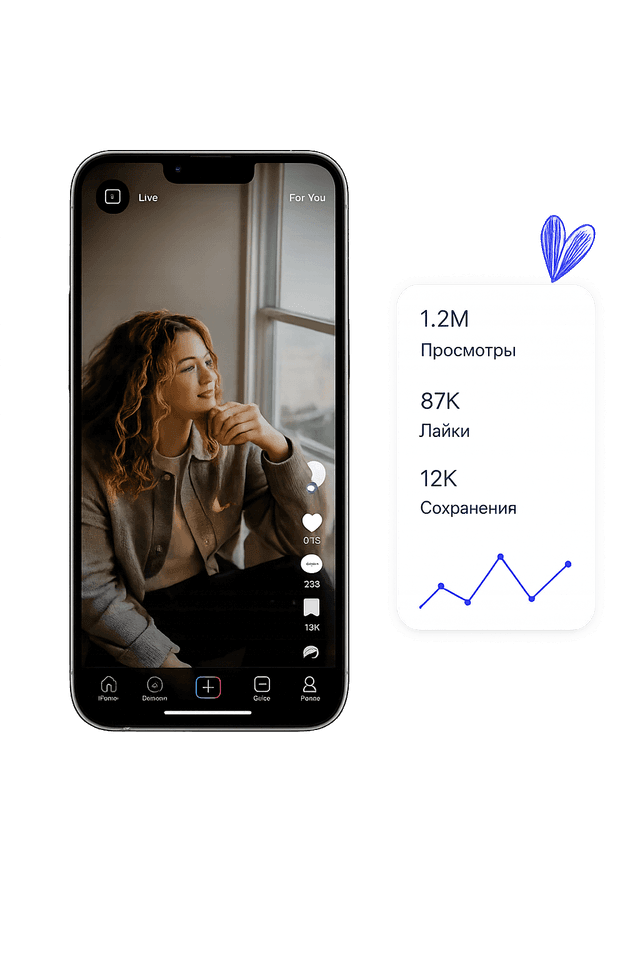 Публикация в TikTok и статистика просмотров